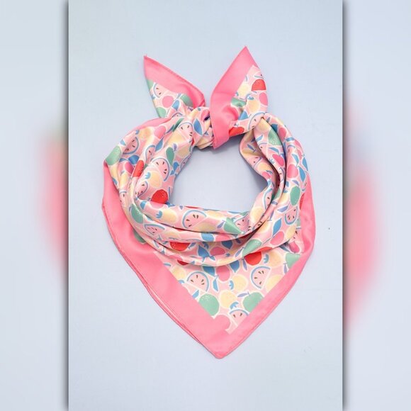 🆂🅰🅻🅴 A218-R ✽ Sweet Fruit Pop Silky Bandana Scarf - Picture 1 of 5